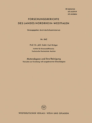 cover image of Motorabgase und ihre Reinigung